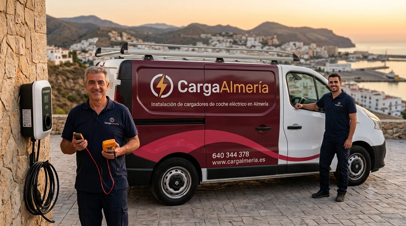 Furgoneta de CargaAlmería con el equipo homologado para la instalación de cargadores